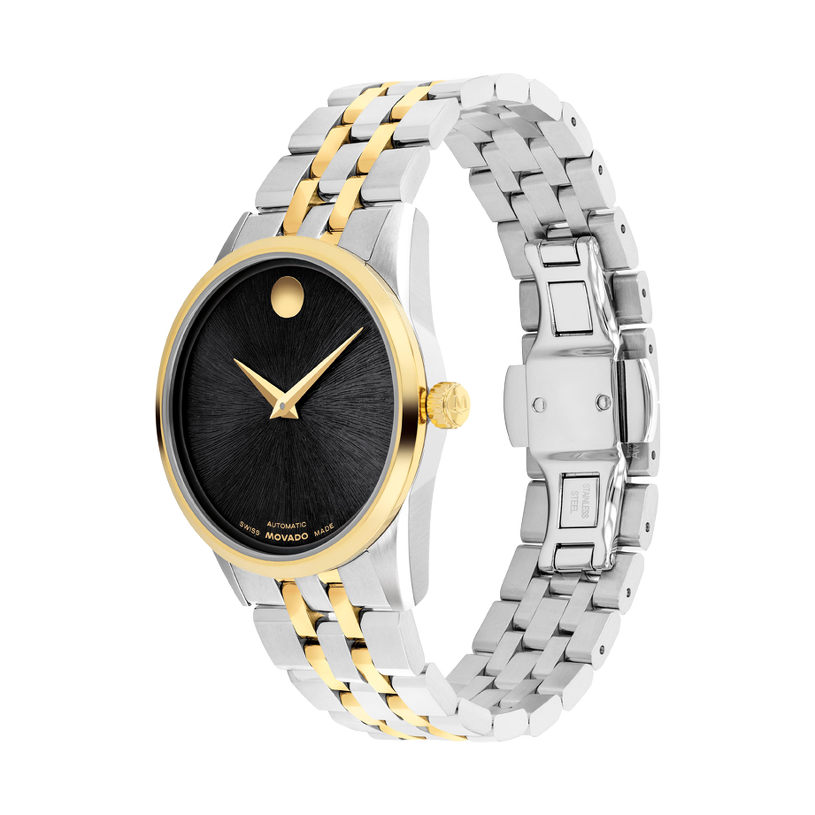 Movado Ladies' Movado Museum® Classic Two-Tone PVD Automatic Watch with Black Dial 0608001