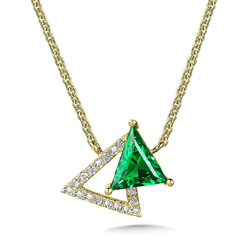 GREEN QUARTZ AND DIAMOND TRIANGLE NECKLACE CGP167Y-DGQ