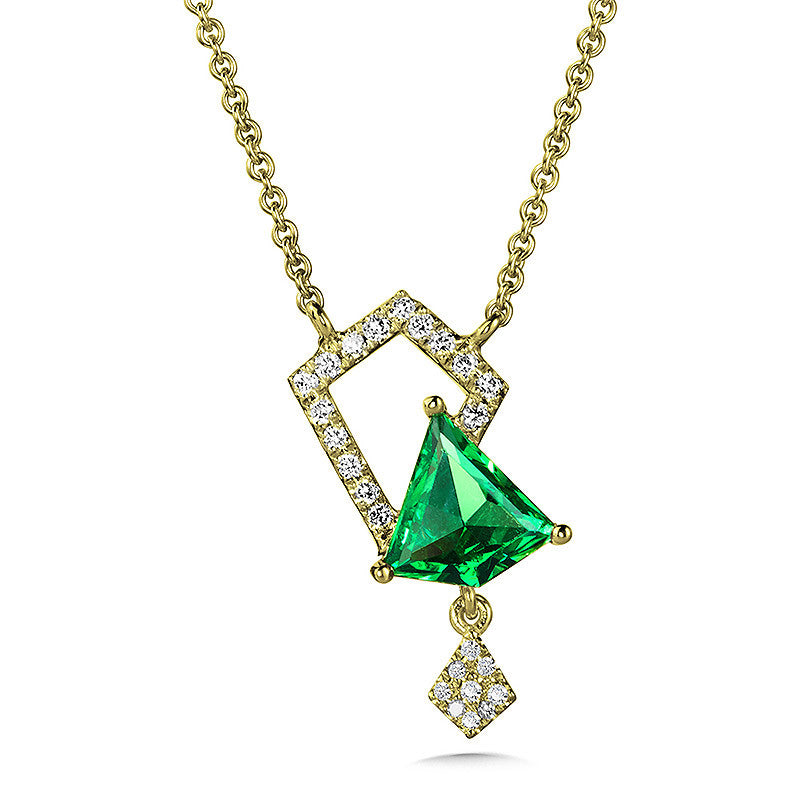 ASYMMETRICAL GREEN QUARTZ AND DIAMOND KITE NECKLACE CGP168Y-DGQ