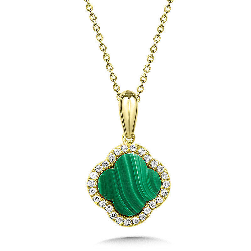 MALACHITE AND DIAMOND CLOVER PENDANT CGP187Y-DMC