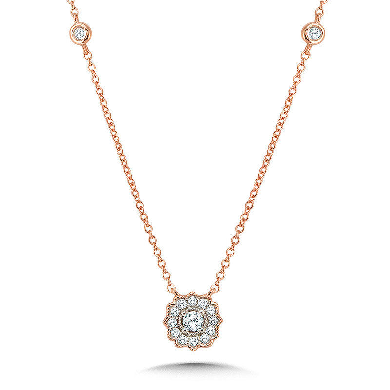 FLORAL HALO DIAMOND NECKLACE PDD3085-P