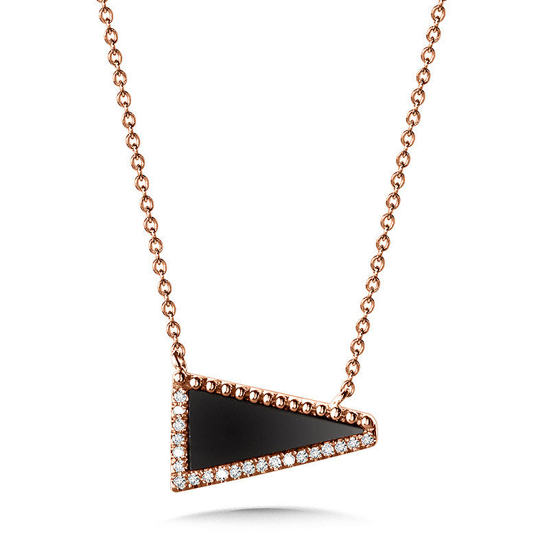 TRIANGULAR ONYX AND DIAMOND ROSE GOLD NECKLACE CGP772P-DNX