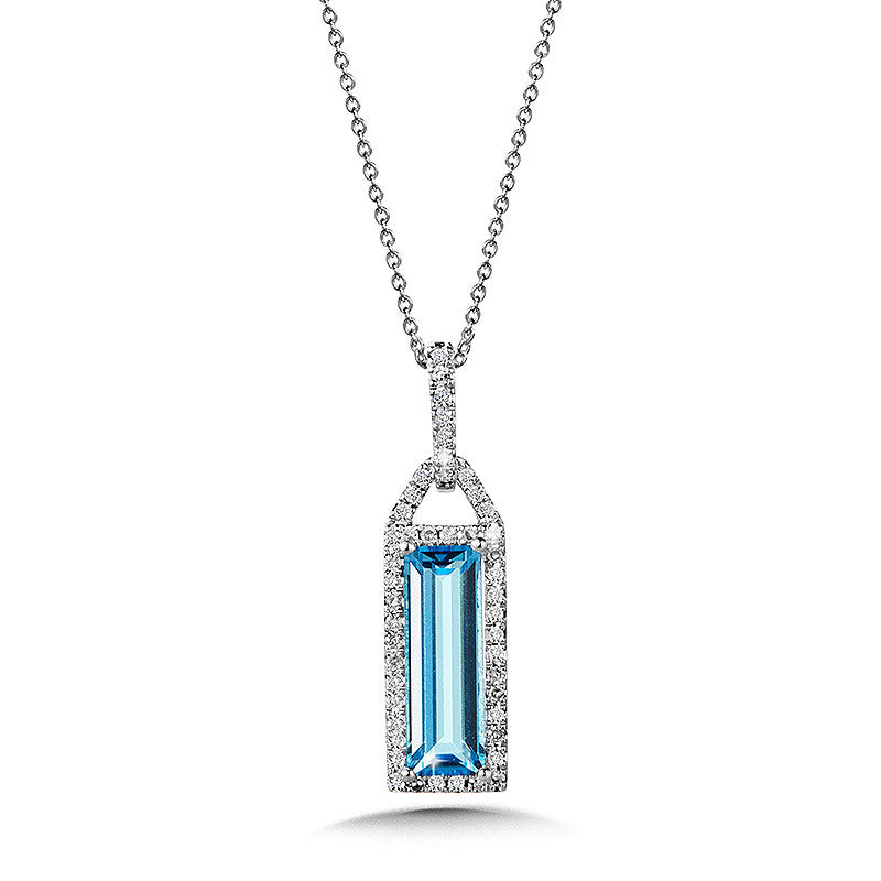 DIAMOND & BAGUETTE-CUT SWISS BLUE TOPAZ PENDANT CGP163W-DBT