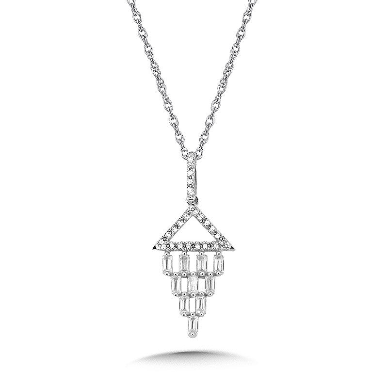 PAVE DIAMOND AND BAGUETTE KITE PENDANT PDD3077-W