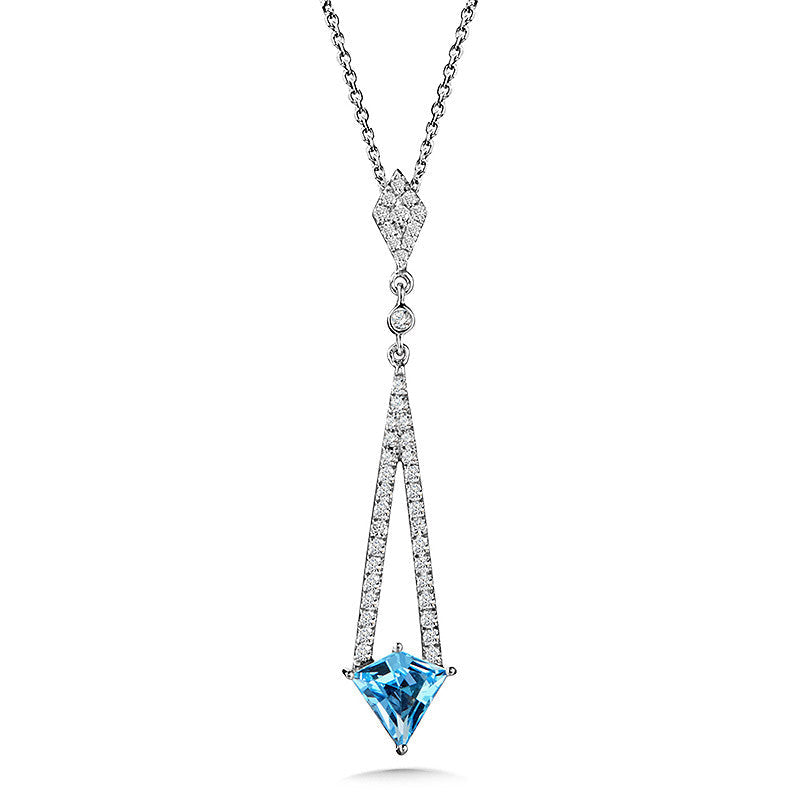 SWISS BLUE TOPAZ AND DIAMOND PENDANT CGP177W-DBT