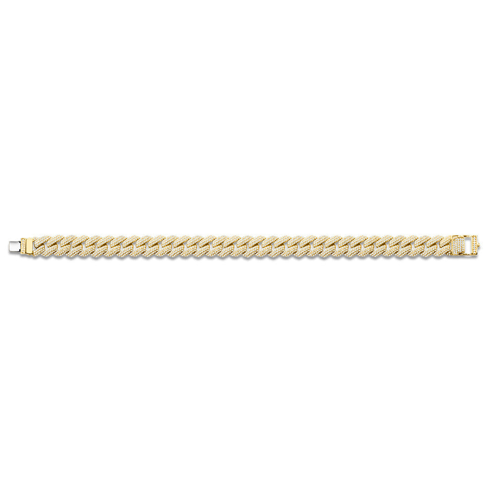 14K YELLOW GOLD CUBAN LINK-N-LOVE PAVE-SET DIAMOND BRACELET (3.00 CTW) LDD431-Y