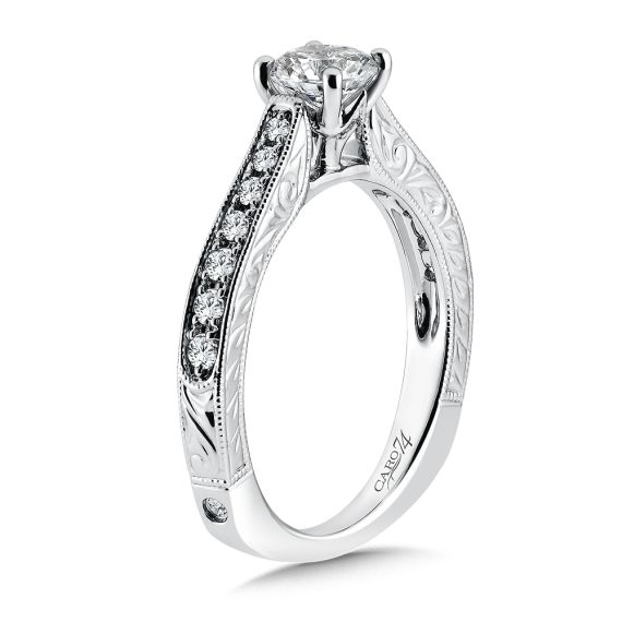 Inspired Vintage Collection Engagement Ring With Side Stones CR389W