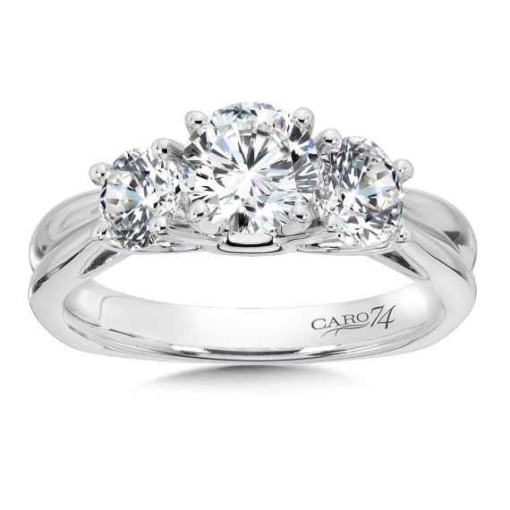 Round Three Stone Diamond Engagement Ring CR217W