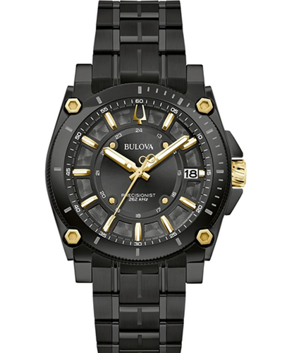 Bulova 98B408 Precisionist Icon Black Gold Tone