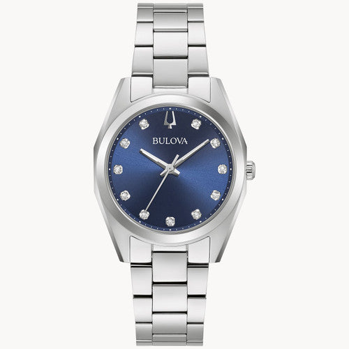 Bulova Surveyor Blue Quartz Diamonds Ladies 96P229