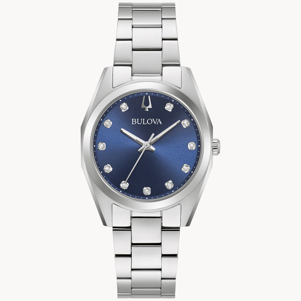 Bulova Surveyor Blue Quartz Diamonds Ladies 96P229
