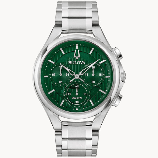 Bulova 96A297 CURV Five-Hand Chronograph Green Dial