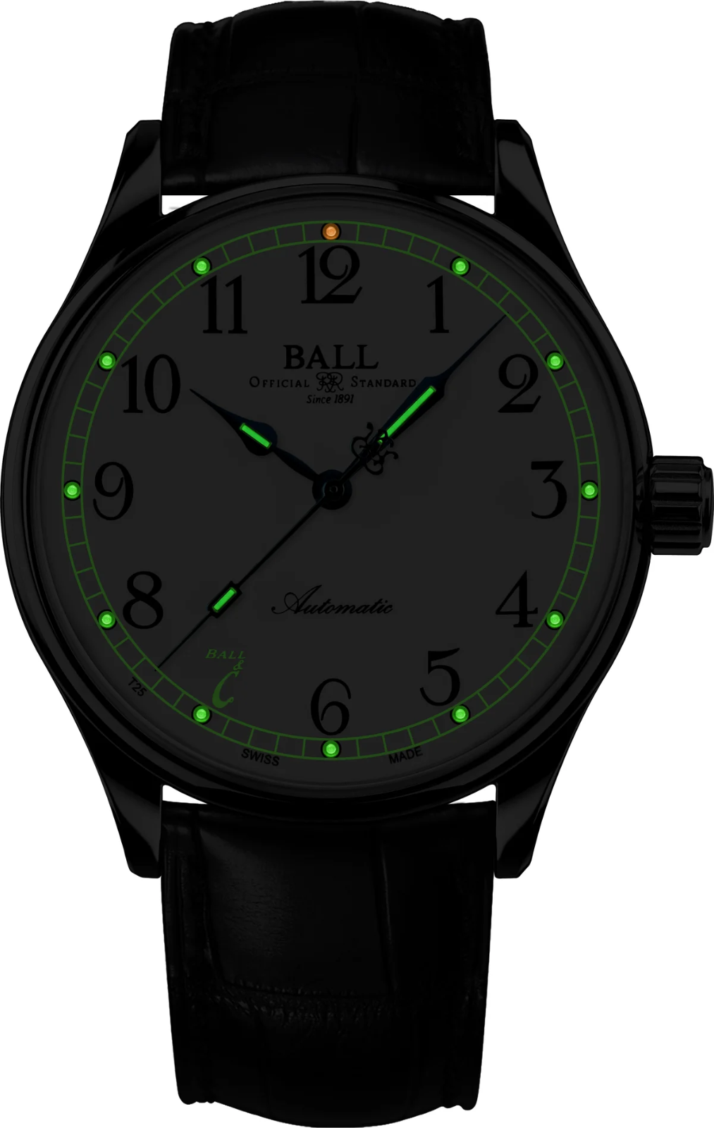 Ball Trainmaster Standard Time 40mm White Enamel Dial Watch Watch NM3888D-LL9-WH