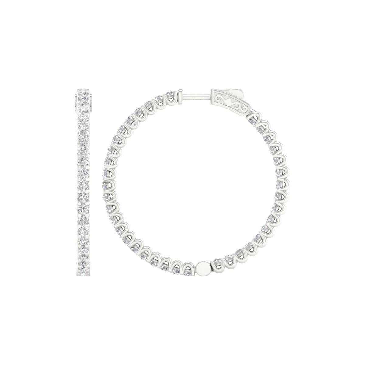14K 4.00CT Certified Lab Grown Diamond Hoops 64544