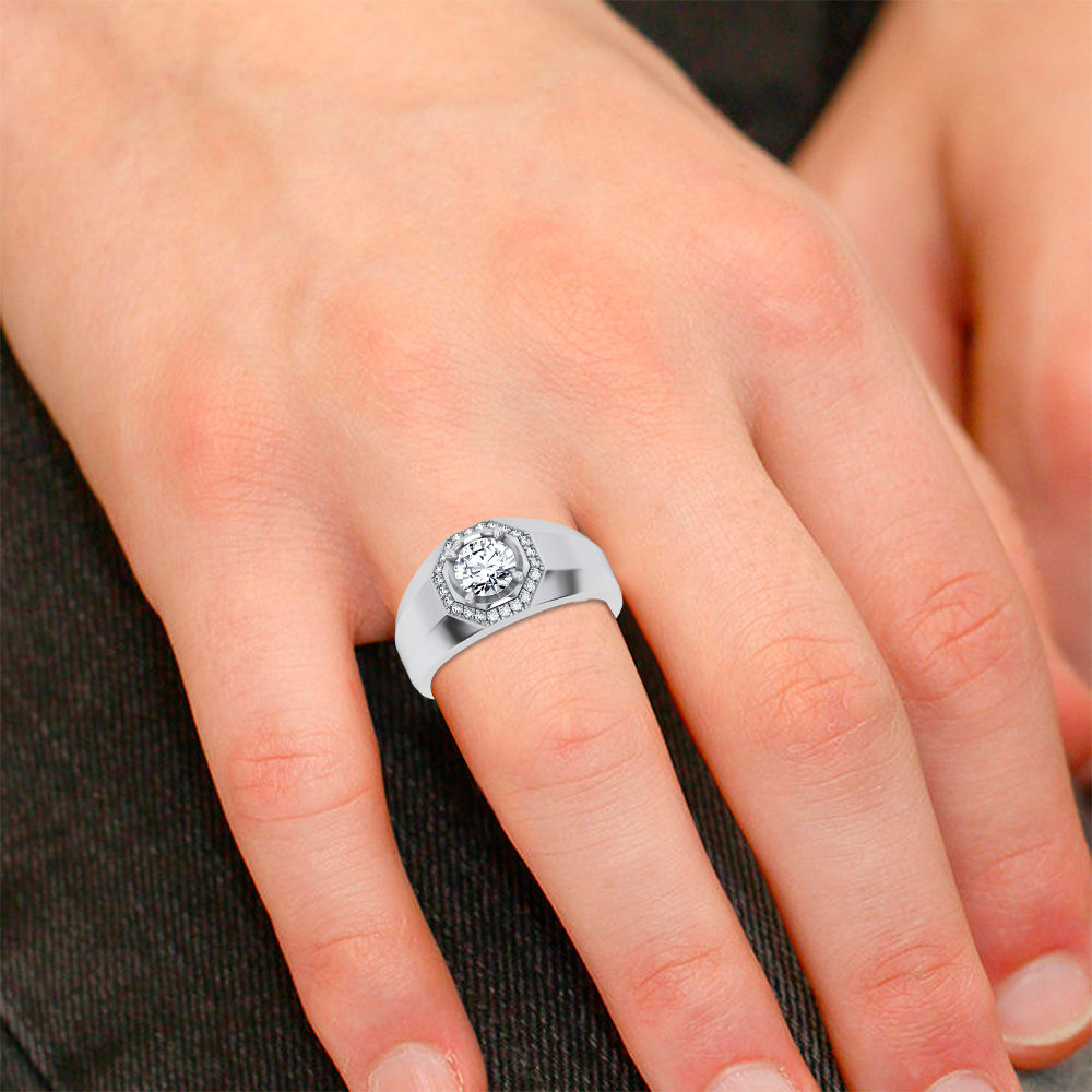14K 1.12CT Certified Lab Grown Mens Ring 65450