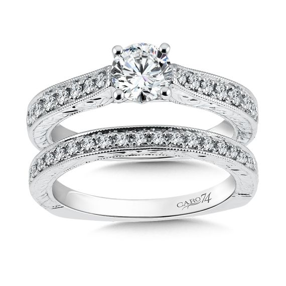 Inspired Vintage Collection Engagement Ring With Side Stones CR389W