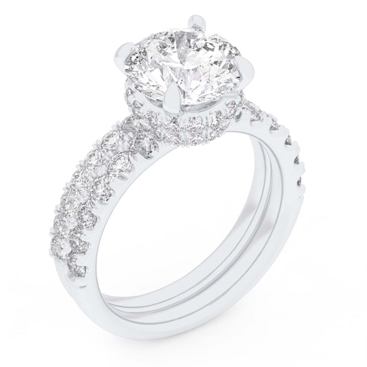 14K 4.44CT Certified Lab Grown Diamond Bridal Set Double hidden halo 67737