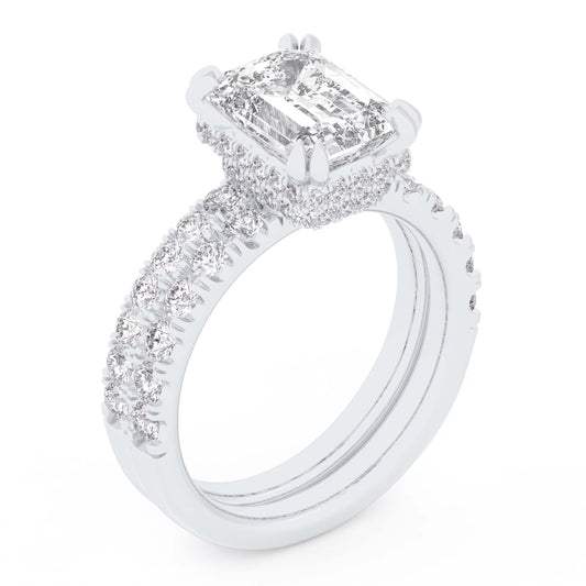 14K 4.46CT Certified Lab Grown Diamond Bridal Set Double hidden halo 67739