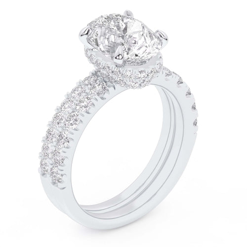 14K 4.44CT Certified Lab Grown Diamond Bridal Set Double hidden halo 67850