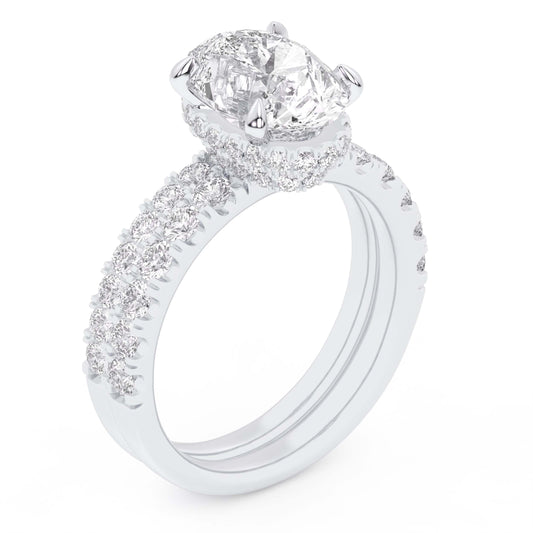 14K 4.44CT Certified Lab Grown Diamond Bridal Set Double hidden halo 67850