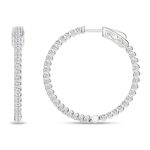 14K 1.00ct Diamond Hoop Earrings 68047