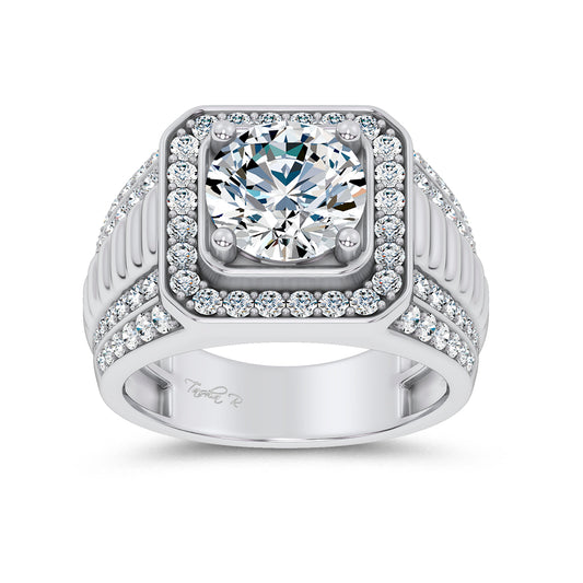 14K 4.12CT Lab Diamond Mens Ring 69388