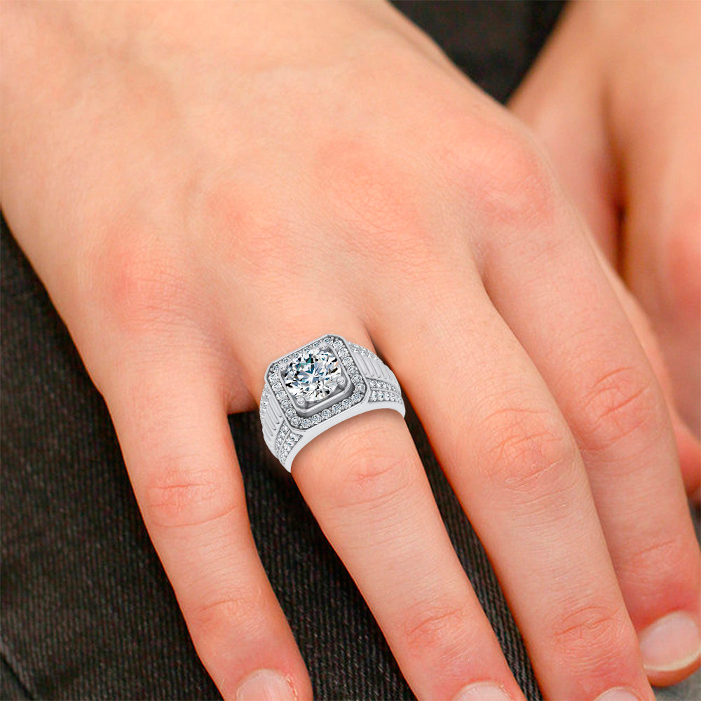 14K 4.12CT Lab Diamond Mens Ring 69388
