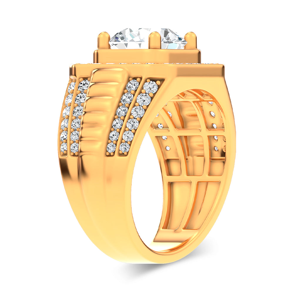 14K 4.12CT Lab Diamond Mens Ring 69389