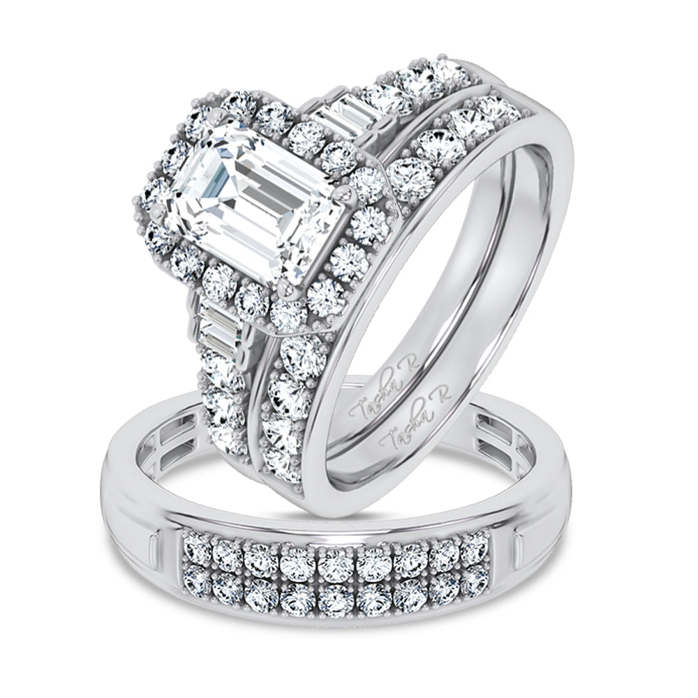 14K 3.17CT Certified Lab Grown TRIO SET 71141