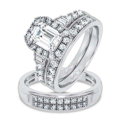 14K 3.17CT Certified Lab Grown TRIO SET 71141