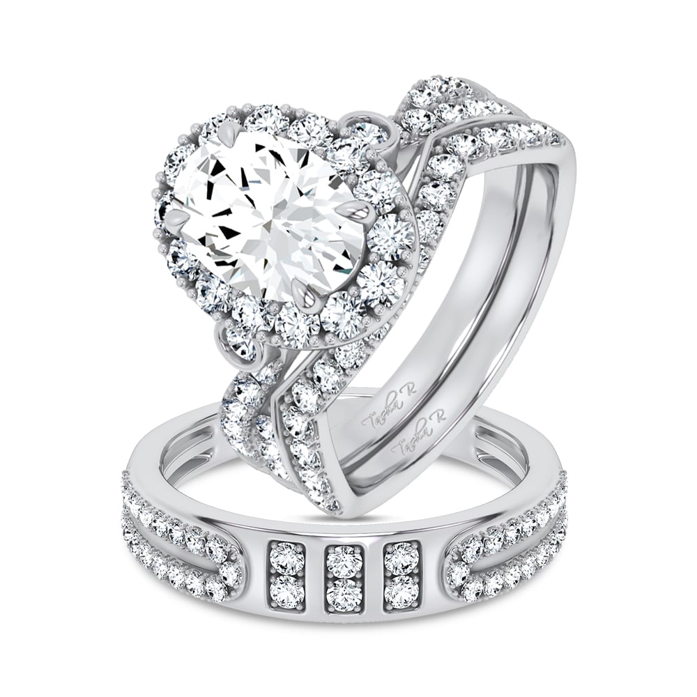 14K 3.17CT Certified Lab Grown TRIO SET 71145