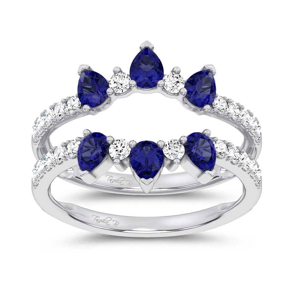 14K 1.14CT Natural SAPPHIRE RING GUARD with 0.55CT 71643