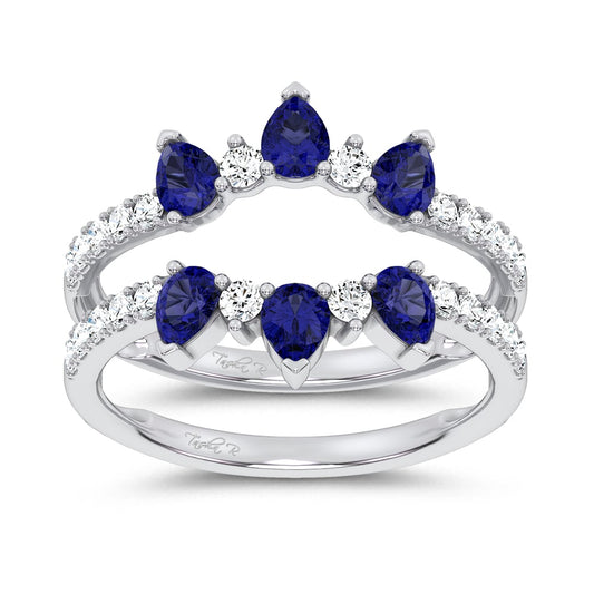 14K 1.14CT Natural SAPPHIRE RING GUARD with 0.55CT 71643