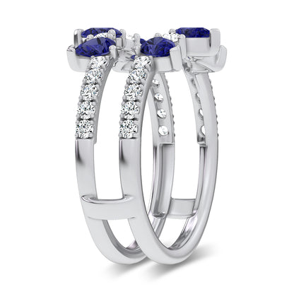 14K 1.14CT Natural SAPPHIRE RING GUARD with 0.55CT 71643