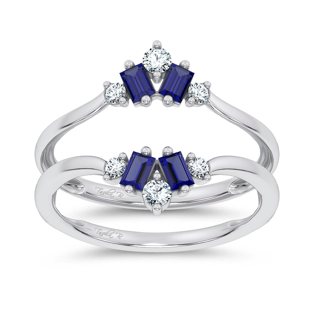 14K 0.44CT Natural SAPPHIRE RING GUARD with 0.20CT 71644