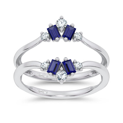 14K 0.44CT Natural SAPPHIRE RING GUARD with 0.20CT 71644