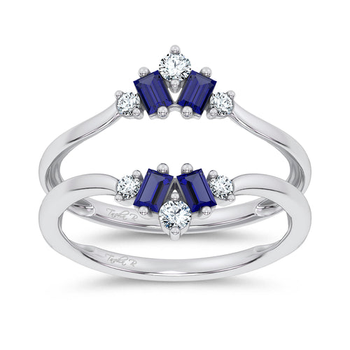 14K 0.44CT Natural SAPPHIRE RING GUARD with 0.20CT 71644