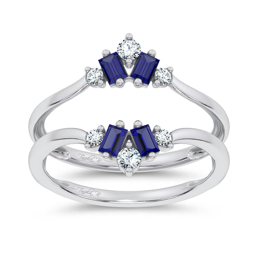 14K 0.44CT Natural SAPPHIRE RING GUARD with 0.20CT 71644