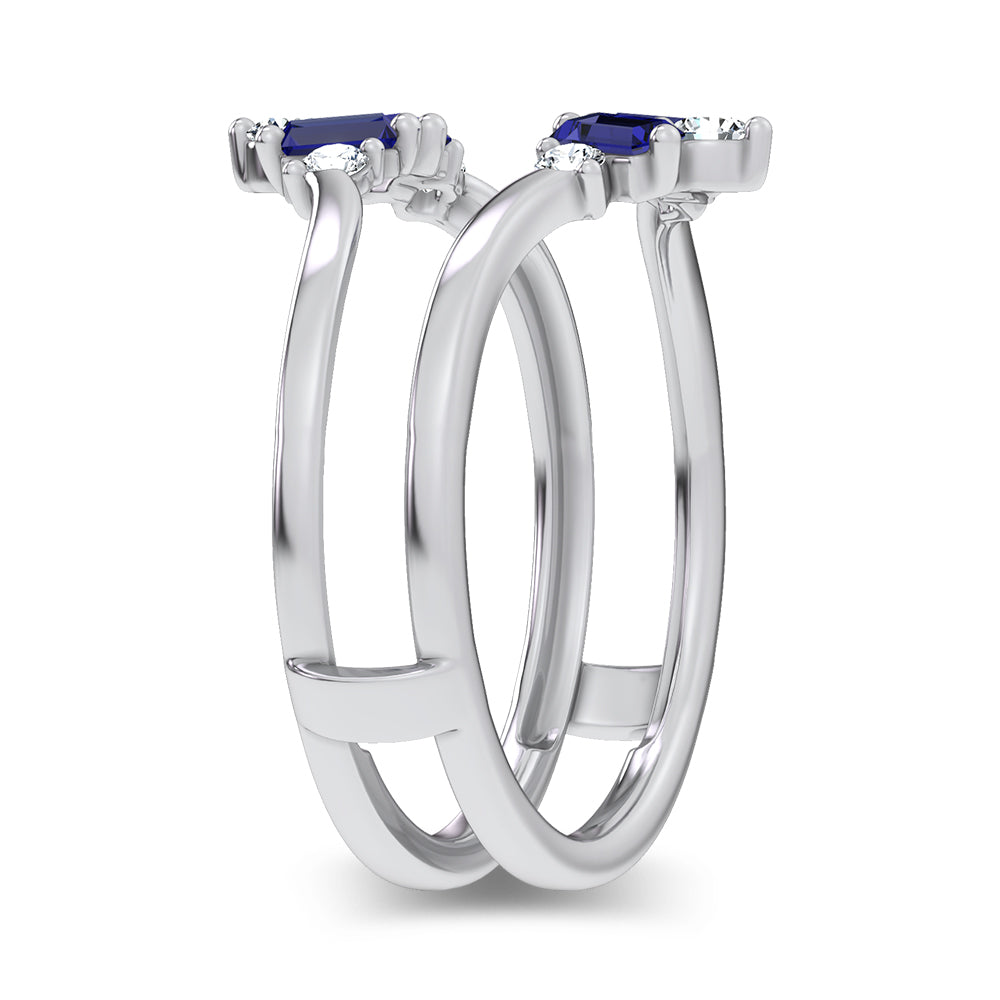 14K 0.44CT Natural SAPPHIRE RING GUARD with 0.20CT 71644