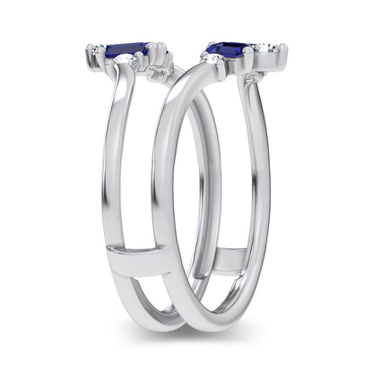 14K 0.44CT Natural SAPPHIRE RING GUARD with 0.20CT 71644