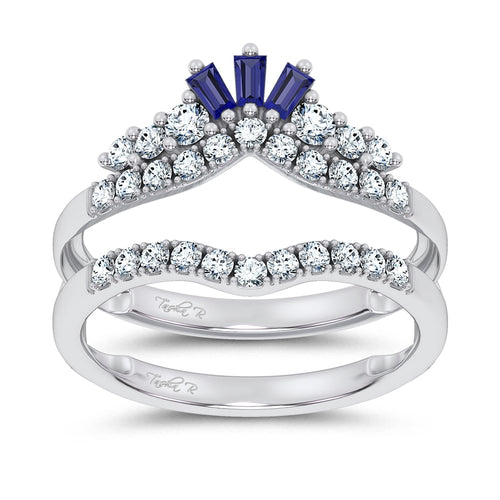 14K 0.12CT Natural SAPPHIRE RING GUARD with 0.59CT 71645
