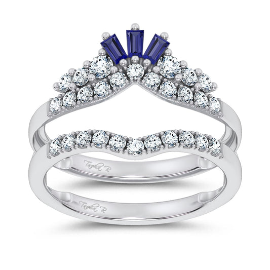 14K 0.12CT Natural SAPPHIRE RING GUARD with 0.59CT 71645