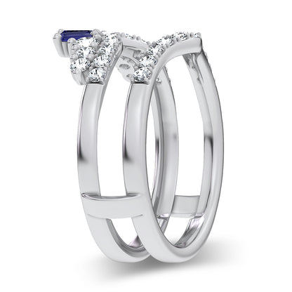 14K 0.12CT Natural SAPPHIRE RING GUARD with 0.59CT 71645