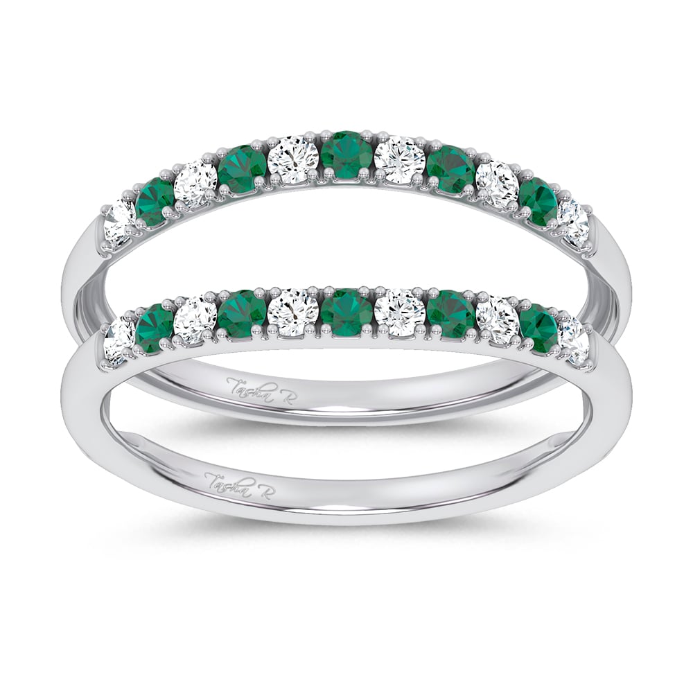 14K 0.58CT Natural Emerald RING GUARD with 0.25CT 71646