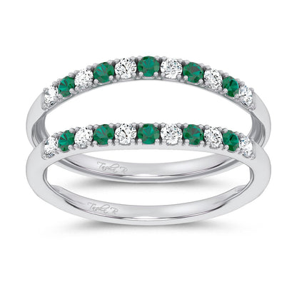 14K 0.58CT Natural Emerald RING GUARD with 0.25CT 71646