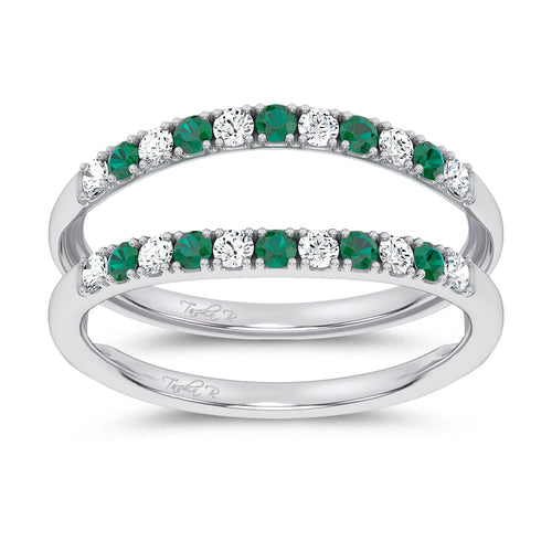 14K 0.58CT Natural Emerald RING GUARD with 0.25CT 71646