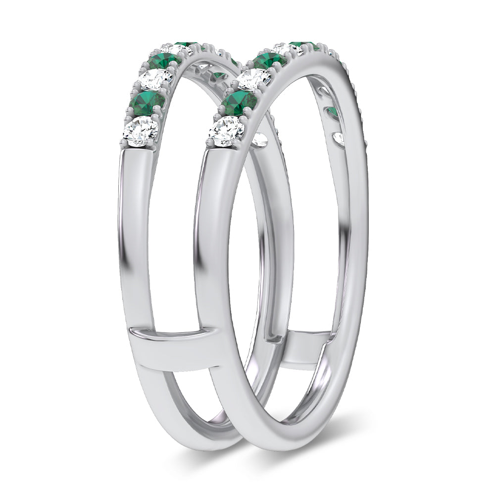 14K 0.58CT Natural Emerald RING GUARD with 0.25CT 71646