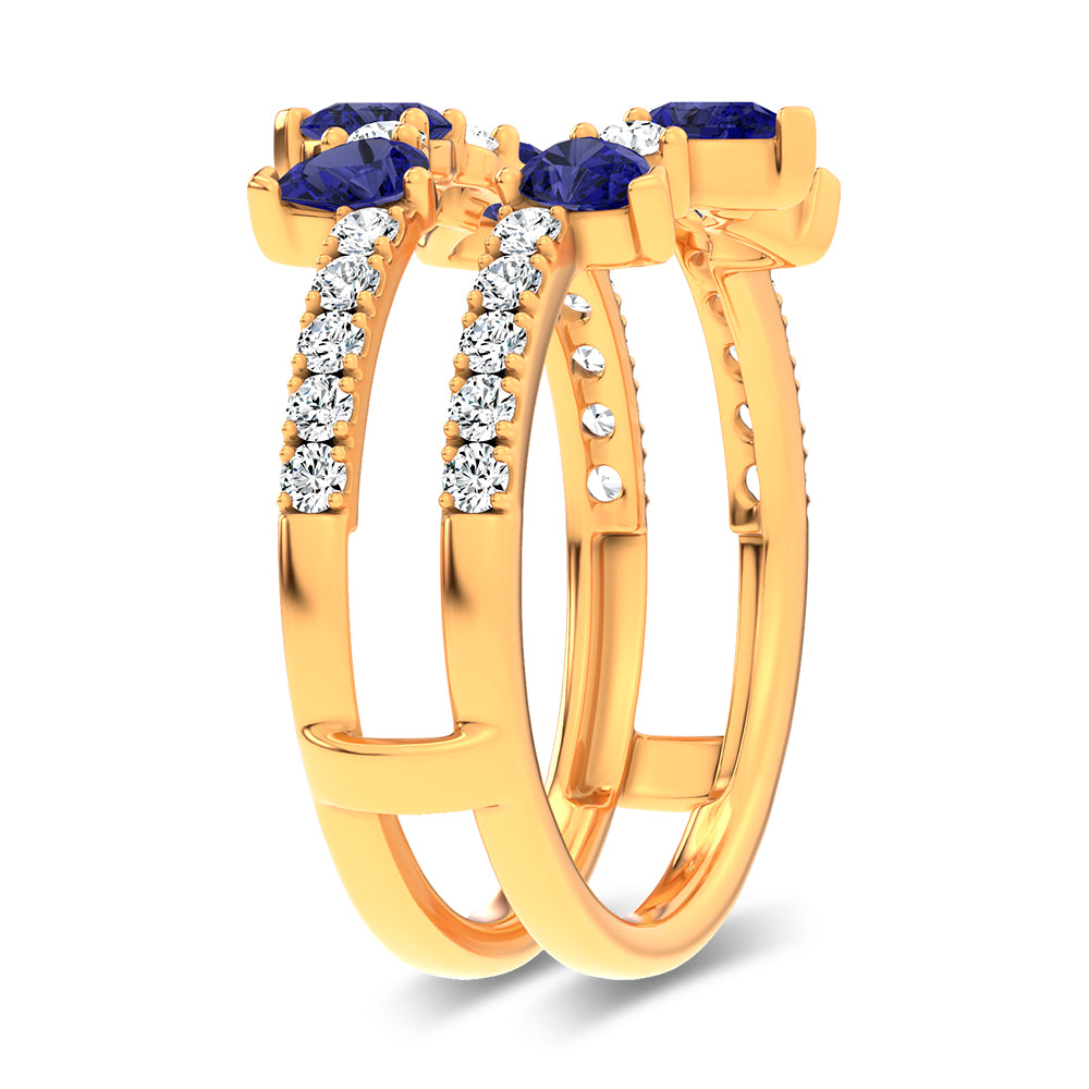 14K 1.14CT Natural SAPPHIRE RING GUARD with 0.55CT 71650