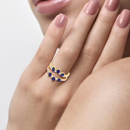 14K 1.14CT Natural SAPPHIRE RING GUARD with 0.55CT 71650