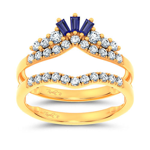 14K 0.12CT Natural SAPPHIRE RING GUARD with 0.59CT 71652